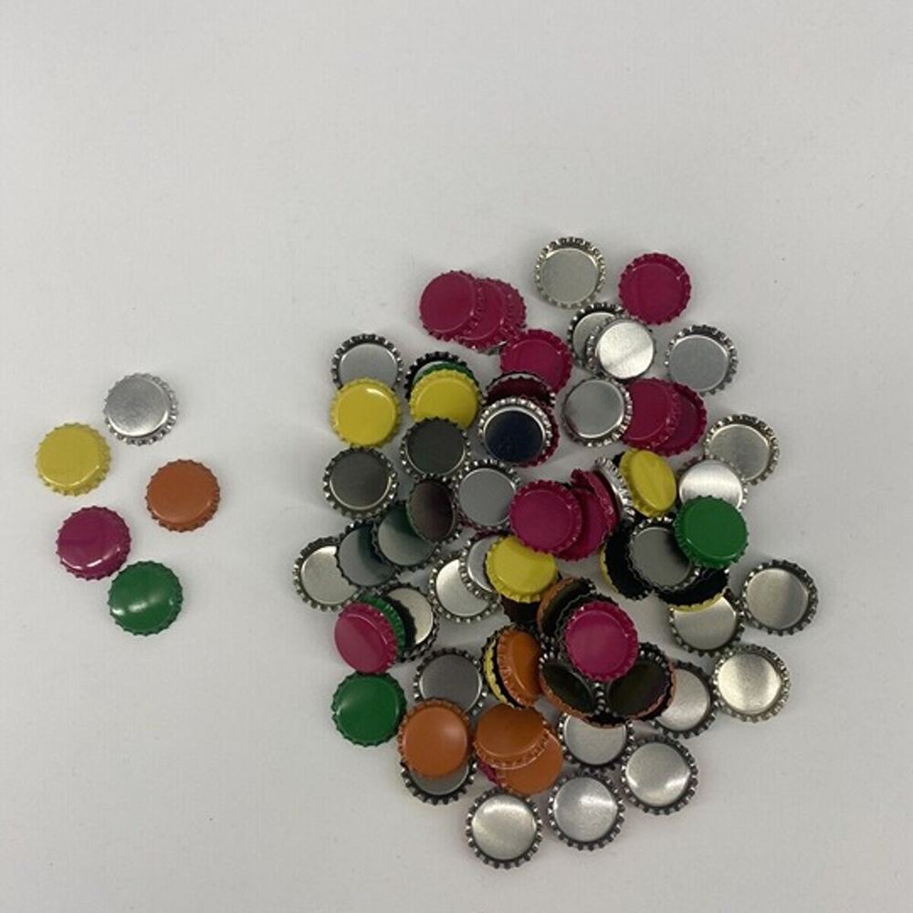 100 Count Assorted Plain Bottle Caps For Crafting, Home Brewing, Etc